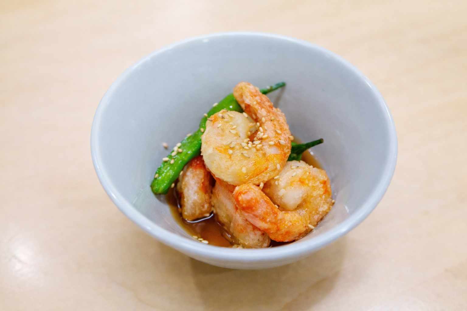 海老と獅子唐の南蛮漬け