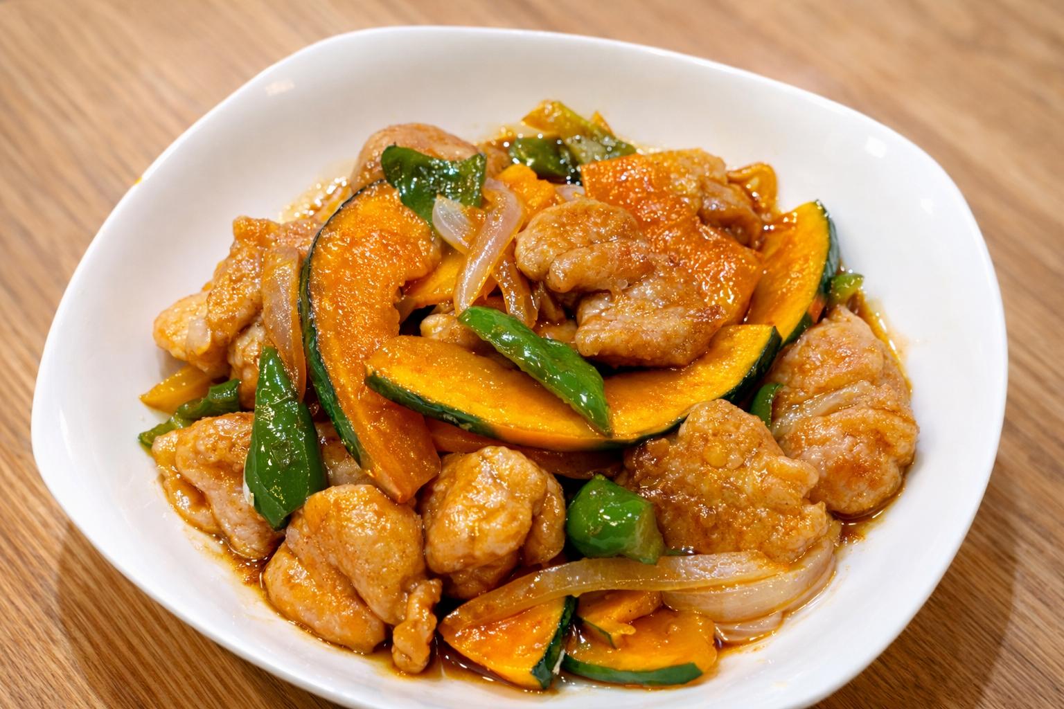 かぼちゃと鶏肉の甘酢炒め